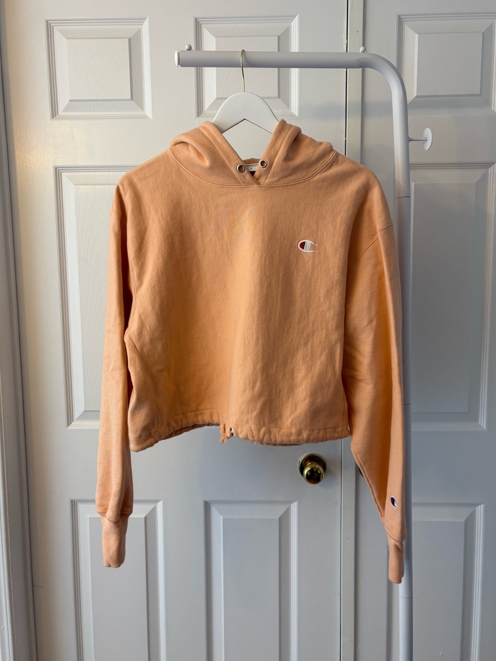 Champion Peach Cropped Pullover Hoodie Size Medium Cotton - Picture 2 of 12